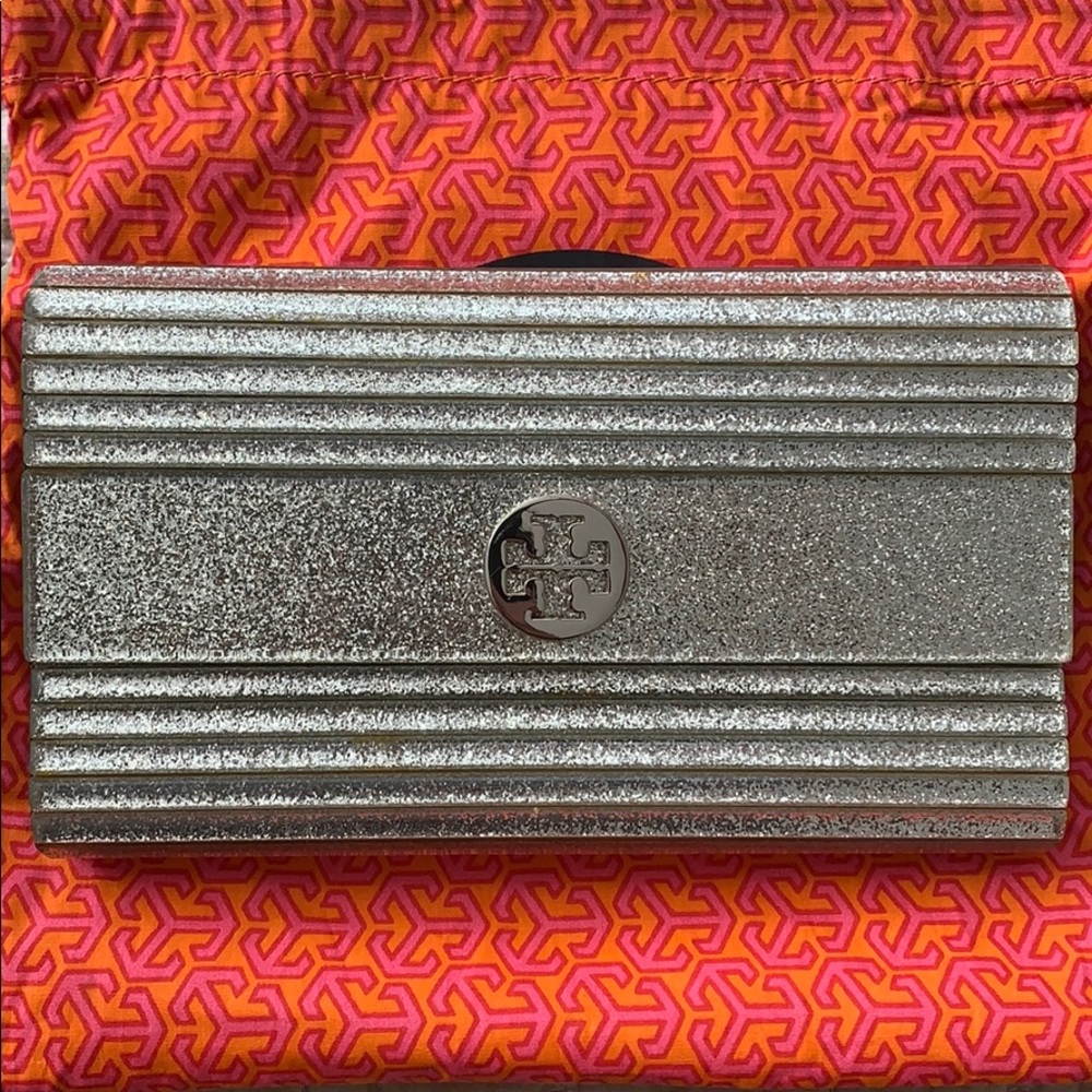 Tory Burch Silver Clutch Rare Reva